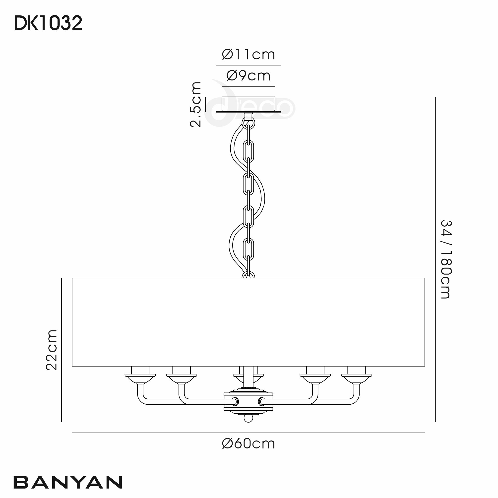 DK1032  Banyan 45cm 3 Light Pendant Matt Black, Grey